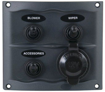 BEP 900-3WPS 3 Gang Switch Panel With Accessory Plug