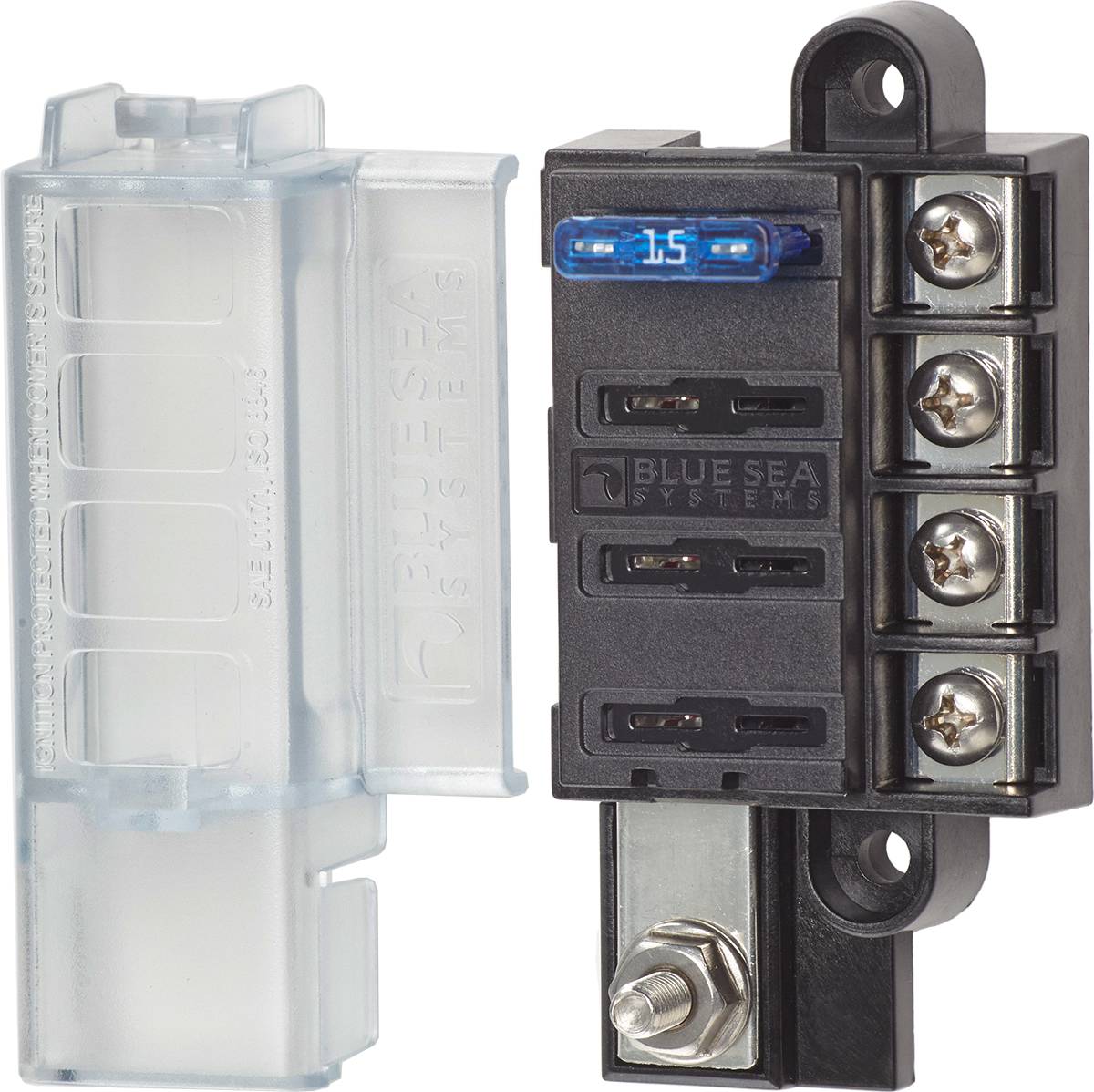 Blue Sea 5045 4-Circuit Fuse Block ST ATO/ATC with Cover