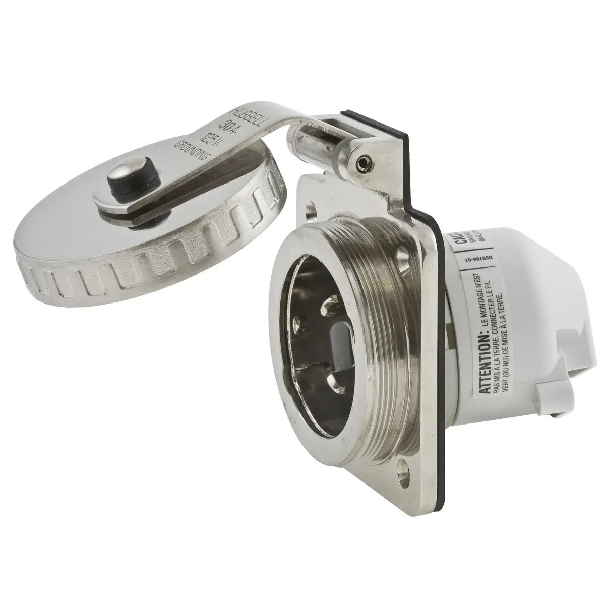 Hubbell HBL303SS 30A Inlet Round Stainless Steel