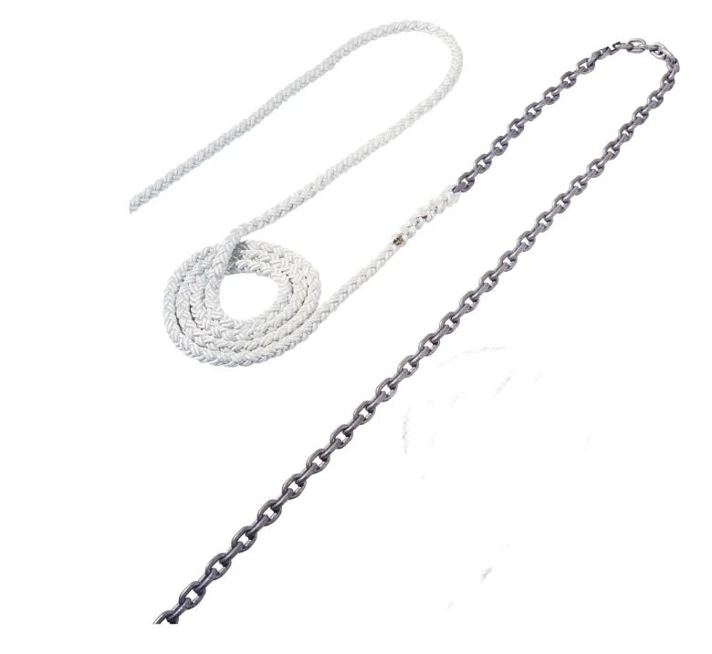 Maxwell 15' of 1/4" HT Chain Splice to 150' of 1/2" Nylon Brait Line